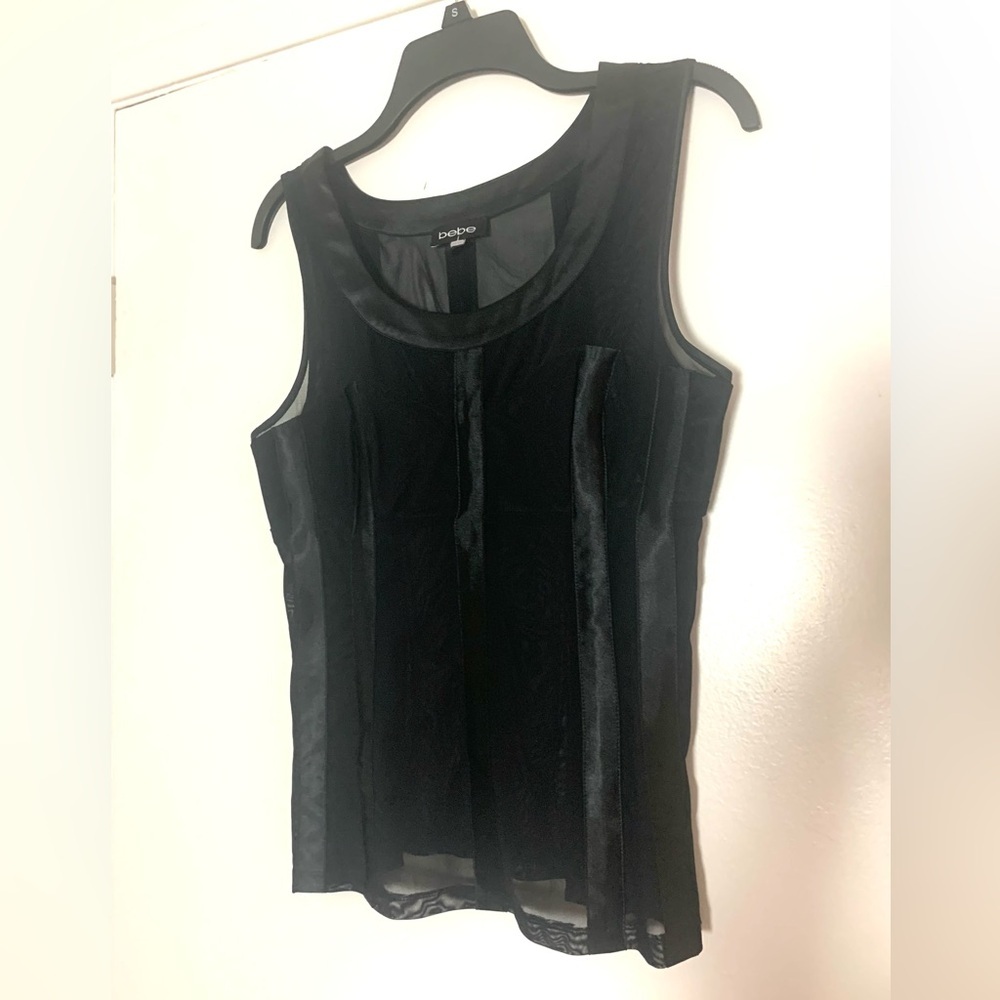 Bebe Mesh Satin Corset Top Black Medium - Picture 5 of 16
